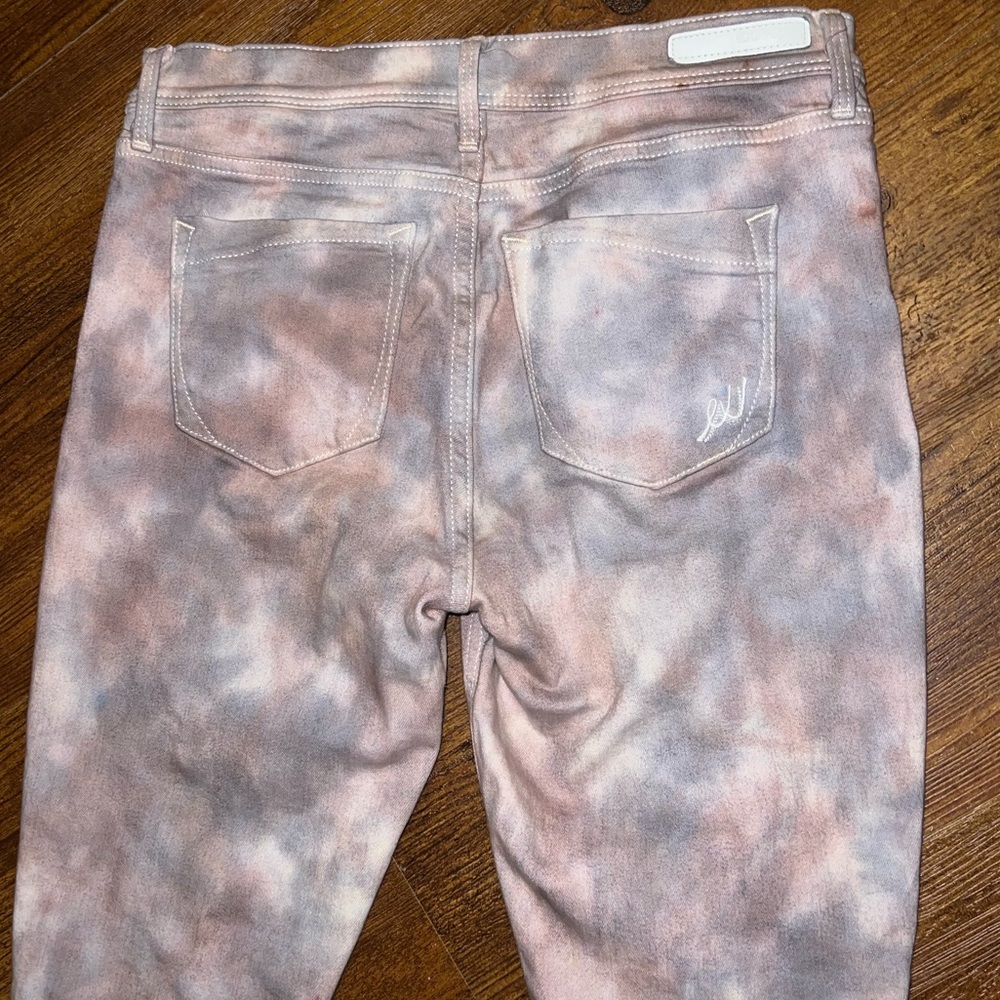 LAST CALL Express Gray Marble Tie Dye Boho Distress Crop Legging Mid Rise Size 8 - Picture 9 of 13